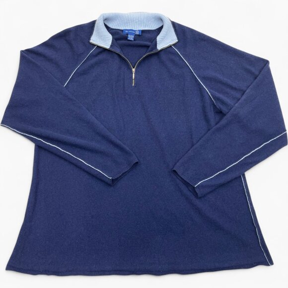 Brookmore Other - Brookmore Blue Men's Cashmere Zip Collar Long Sleeve Sweater 2XL XXL